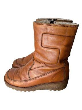 Vintage Canadian Heritage Leather Shearling Boots Rubber Gum Soles 70’s Boho 10